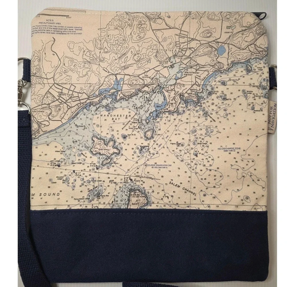 Not For Navigation Crossbody Bag‎ Medium Blue Manchester Bay Excellent Map Print